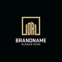 DR initial monogram logo design with square shape design ideas vector