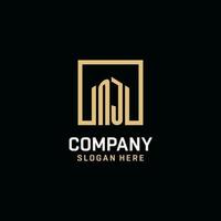 NJ initial monogram logo design with square shape design ideas vector