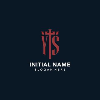 YS initial monogram logos with sword and shield shape design vector