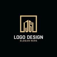 JG initial monogram logo design with square shape design ideas vector