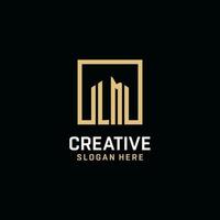 LM initial monogram logo design with square shape design ideas vector