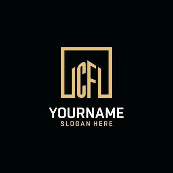 CF initial monogram logo design with square shape design ideas vector