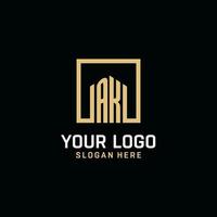 AK initial monogram logo design with square shape design ideas vector