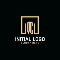 QC initial monogram logo design with square shape design ideas vector