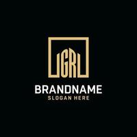 GR initial monogram logo design with square shape design ideas vector
