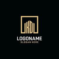KD initial monogram logo design with square shape design ideas vector