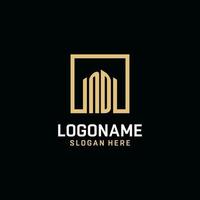 ND initial monogram logo design with square shape design ideas vector