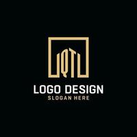 QT initial monogram logo design with square shape design ideas vector