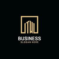 TW initial monogram logo design with square shape design ideas vector