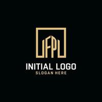 FP initial monogram logo design with square shape design ideas vector