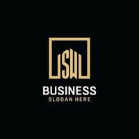 SW initial monogram logo design with square shape design ideas vector