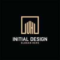 UH initial monogram logo design with square shape design ideas vector