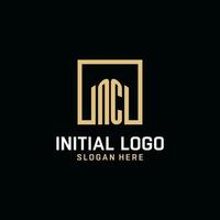 NC initial monogram logo design with square shape design ideas vector