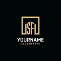 SF initial monogram logo design with square shape design ideas vector