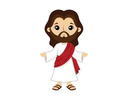 Jesus Christ in cute cartoon style. Christian Bible for kids, vector illustration.