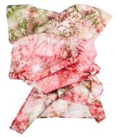 wrinkled silk scarf with abstract pink ornament photo