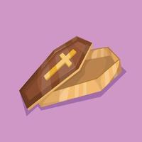 Wooden Coffin Illustration Vector. Halloween Element Concept vector