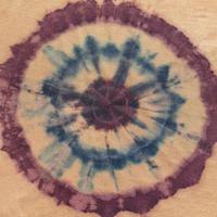 blue and brown concentric circles on silk batik photo