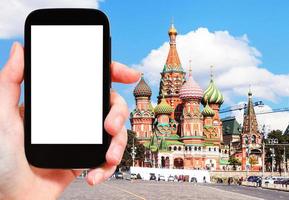 phone with cut out screen and St Basil Cathedral photo