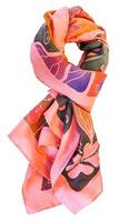 knotted batik silk pink scarf with floral pattern photo