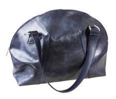 handmade dark blue leather handbag isolated photo