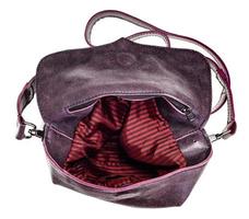 top view of open empty handcrafted crossbody bag photo