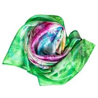 wrapped multicolored batik silk scarf isolated photo