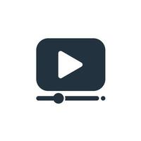 icono de reproductor de video en un moderno estilo plano aislado en fondo blanco. símbolos de video para aplicaciones web y móviles. vector