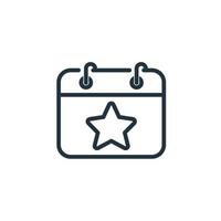 Star calendar icon isolated on a white background. Favorite symbols, Schedule for web and mobile apps. vector