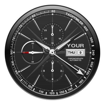 Realistic black grey metallic clock watch face chronograph luxury on white background vector