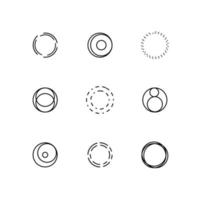 Black circle icon collection. Linear design elements, labels, monograms. Vector. Isolated on white vector