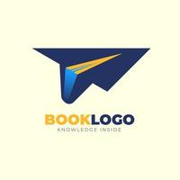 logotipo de libro de avión de papel vector