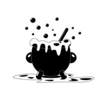 the black flat halloween pot with potion vector