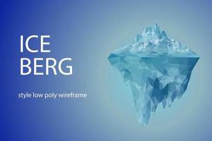 Iceberg futuristic polygonal illustration on blue background. The glacier is a metaphor, there is a lot of work behind success. vector