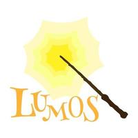 Magic wand with lettering LUMOS vector