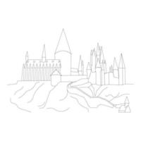 Line Hogwarts Castle. Vector illustration