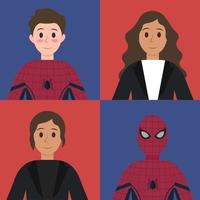 conjunto de los adolescentes spiderman y su novia vector