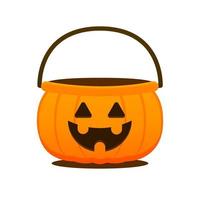 Cute Halloween pumpkin bucket, Vector, Illustration. vector