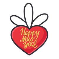 colgante de corazón con inscripción de feliz año nuevo vector