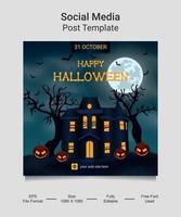 feliz halloween diseño de plantilla de publicación en redes sociales. muy adecuado para publicaciones en redes sociales, pancartas, tarjetas, sitios web, etc. vector