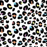 Seamless colorful leopard pattern on white background vector