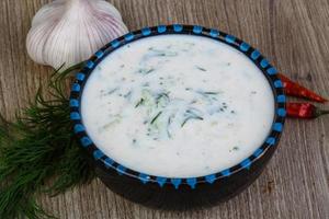 Tzatziki on wood photo