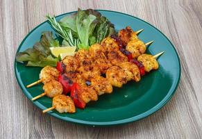 Prawn skewer dish view photo