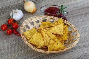 Nachos on wood photo