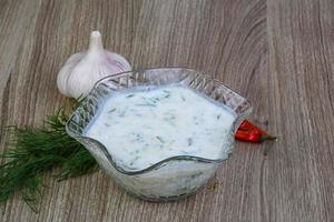 Tzatziki on wood photo