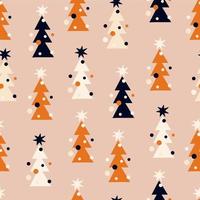 Christmas trees on a beige background. Cute vector background for Christmas packaging