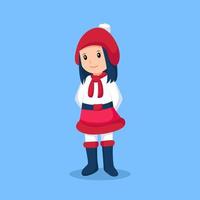 Christmas Little Girl Character Design Illustration vector