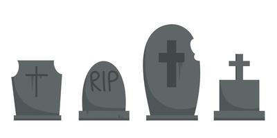 Set of tombstones in cartoon style. Halloween design elements. vector