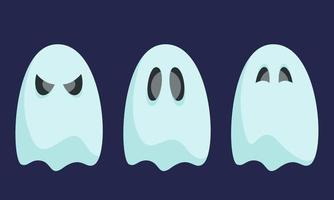 Ghost with different emotions. Halloween character in cartoon style. vector