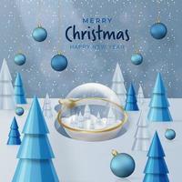 Merry Christmas festive pattern with Christmas balls and snowflakes concept on color background vector